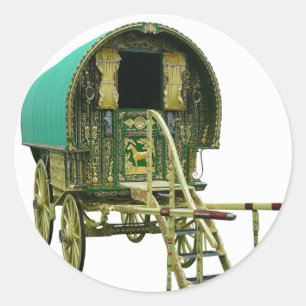 Gypsy bowtop caravan classic round sticker
