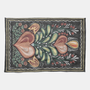 Gypsy caravan hearts tea towel