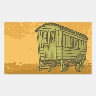 Gypsy caravan wagon rectangular sticker