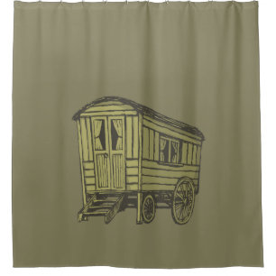 Gypsy caravan wagon shower curtain