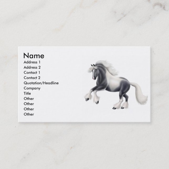 Gypsy Cob Horse Business Card (Front)