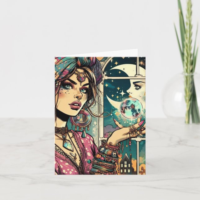 Gypsy Crystal Ball Magic  Note Card (Front)