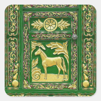 Gypsy door detail square sticker