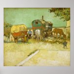 Gypsy Encampment by Van Gogh Poster<br><div class="desc">It is by Van Gogh and filled with his love of color and people and places.  The yellow and green stand out for a real atmosphere.  Then there are the horses.  It is public domain.</div>