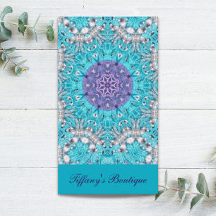 Gypsy Ethnic Embroidery  turquoise blue bohemian Business Card