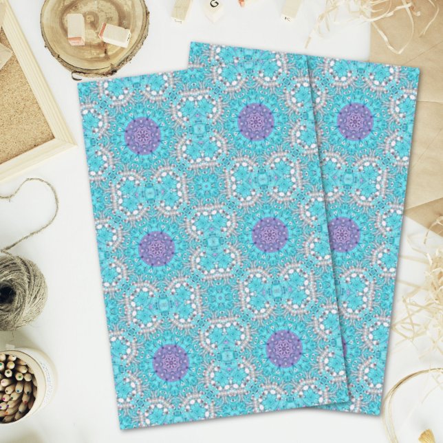 Gypsy Ethnic Embroidery  turquoise blue bohemian Tissue Paper (Gypsy Ethnic Embroidery turquoise blue bohemian Tissue Paper)