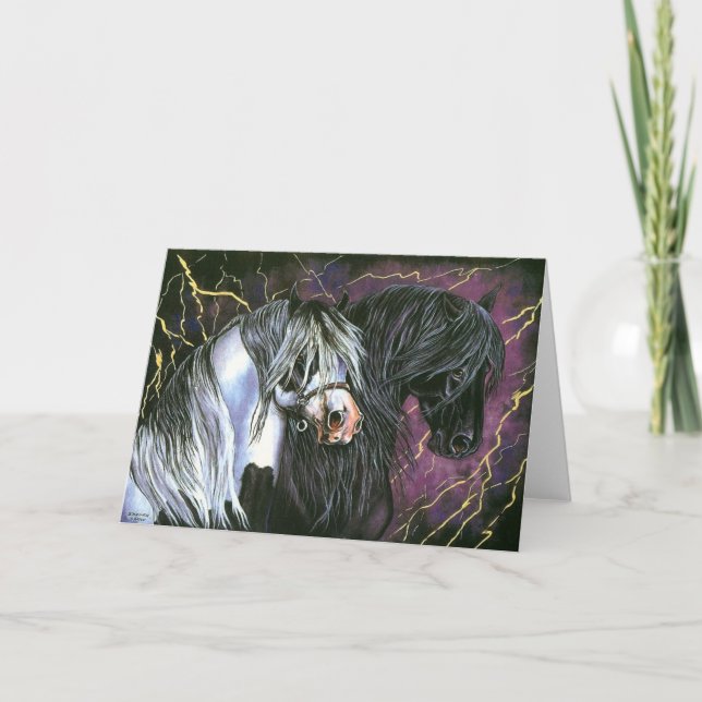 Gypsy & Friesian Horses Card (Front)