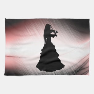 Gypsy Girl Plays Violin Tea Towel
