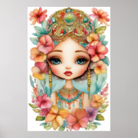 Gypsy Girl with Beads FRAMED ART