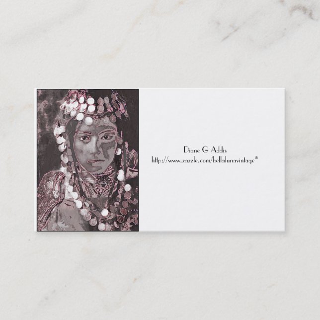 Gypsy in Champagne Pink Headdress Business Card (Front)
