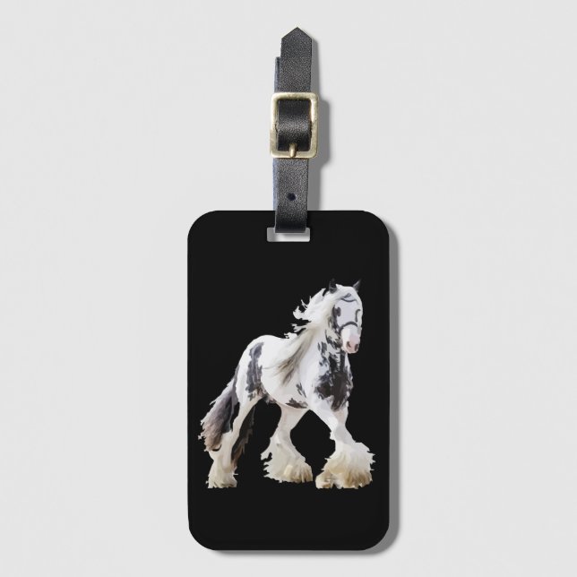 Gypsy Mare Stallion Draught Horse Luggage Tag (Front Vertical)