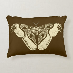 Gypsy moth, chocolate brown and beige decorative cushion