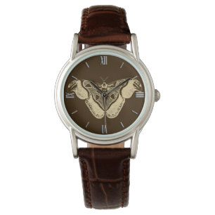 Gypsy moth, chocolate brown and beige watch