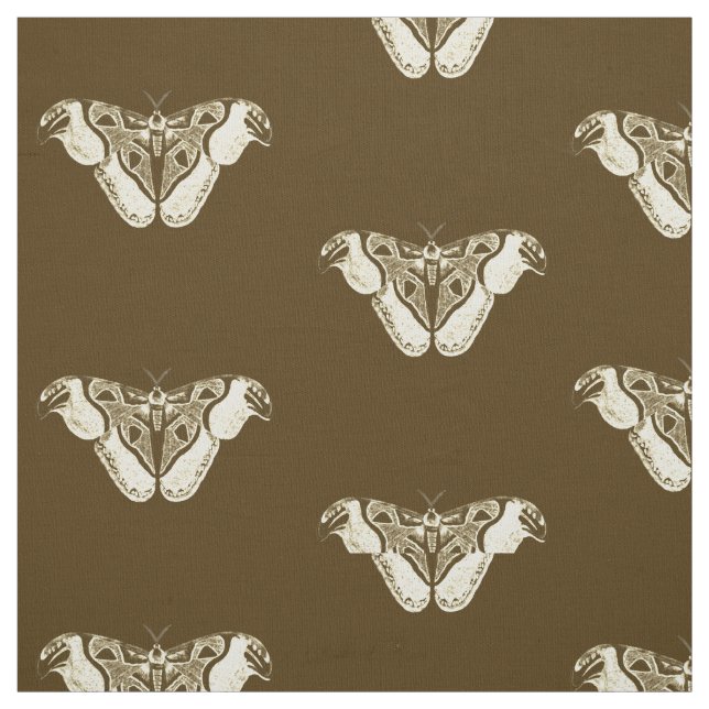 Gypsy moth pattern, chocolate brown and beige fabric (Swatch)