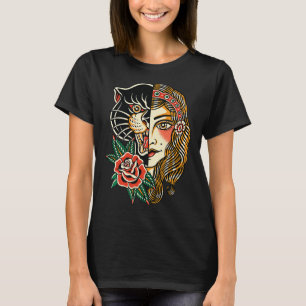 Gypsy Panther American Traditional Tattoo Ink Old  T-Shirt