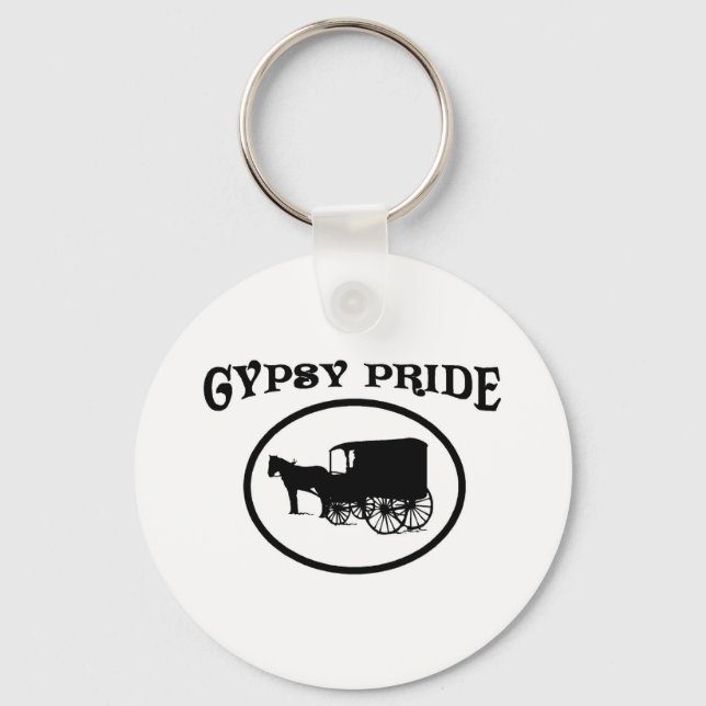 Gypsy Pride Black & White Caravan Key Ring (Front)