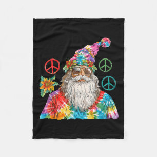 Gypsy Santa Claus Hipe Tie Dye Groovy Christmas Fleece Blanket