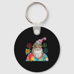 Gypsy Santa Claus Hipe Tie Dye Groovy Christmas Key Ring