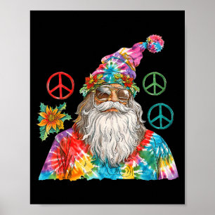 Gypsy Santa Claus Hipe Tie Dye Groovy Christmas  Poster