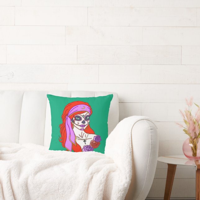 Gypsy Sugar Skull Cushion (Couch)