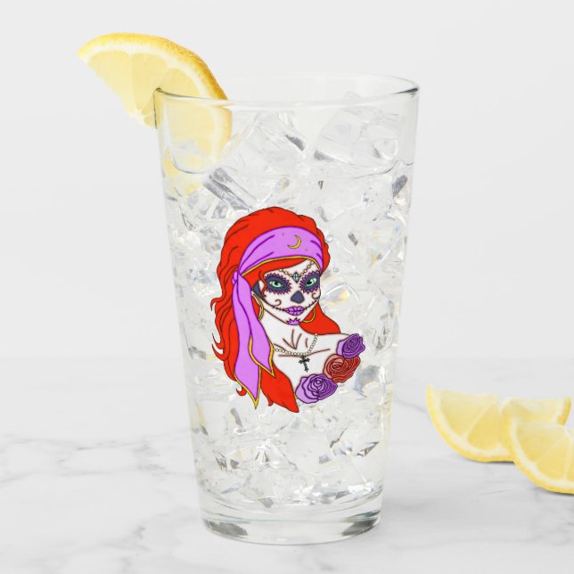 Gypsy Sugar Skull Glass (Front Ice)