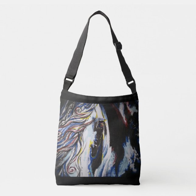 Gypsy Vanner Horse Eye Cross Body Tote Bag (Front)