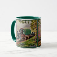 Gypsy Vanner horse Irish Caravan wagon green