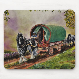 Gypsy Vanner horse Irish Caravan wagon  Mouse Mat