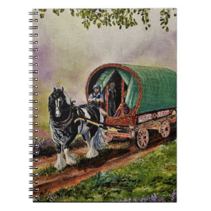 Gypsy Vanner horse Irish Caravan wagon  Notebook