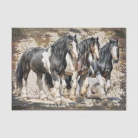 Gypsy-Vanner Horse Watercolor Decoupage Tissue Pap