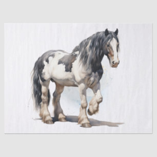 Gypsy-Vanner Horse Watercolor Decoupage Tissue Paper