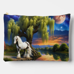 Gypsy Vanner Horse Willow Tree and Colourful Skies Accessory Pouch