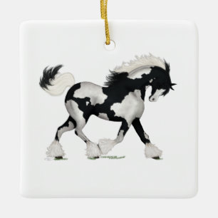 Gypsy Vanner Overo Horse Pony Nameplate Memorial Ceramic Ornament