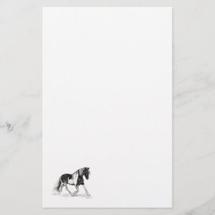 Gypsy Vanner Paint Horse Trotting White Stationery