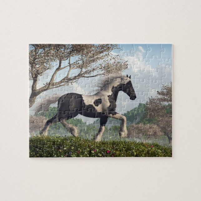 Gypsy Vanner, Spring Trot Jigsaw Puzzle (Horizontal)