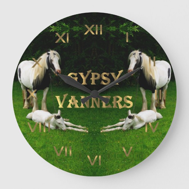 Gypsy Vanners Large Clock (Front)