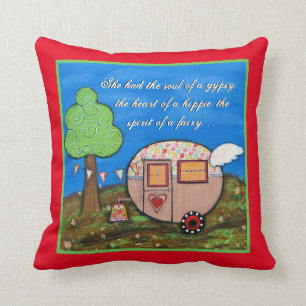 Gypsy Wagon, Camper Art, Soul of  Gypsy Cushion