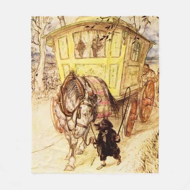 Gypsy Wagon – Golden Afternoon by Arthur Rackham Fleece Blanket (Front)