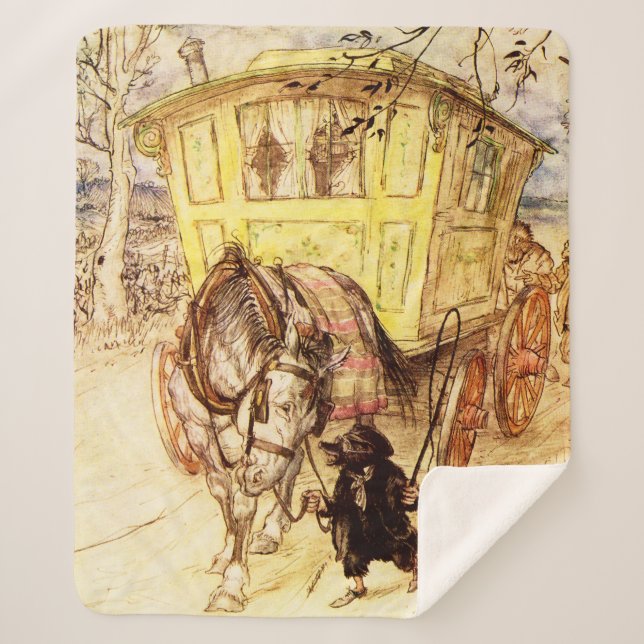 Gypsy Wagon – Golden Afternoon by Arthur Rackham Sherpa Blanket (Front)