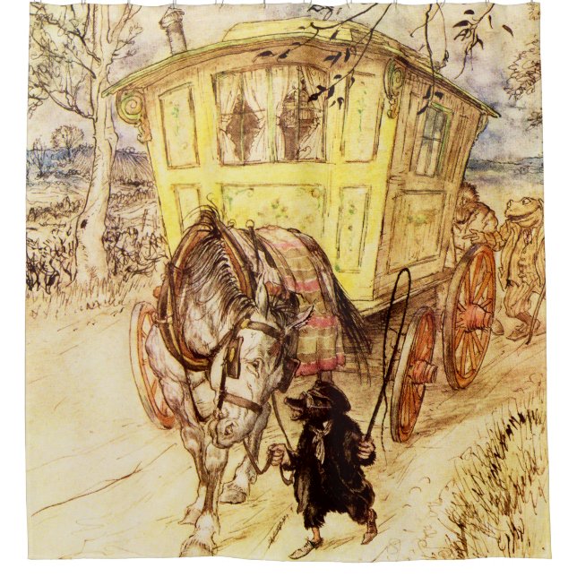 Gypsy Wagon – Golden Afternoon by Arthur Rackham Shower Curtain (Front)
