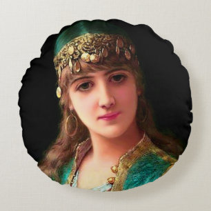 Gypsy woman victorian elegant boho bellydancer round cushion