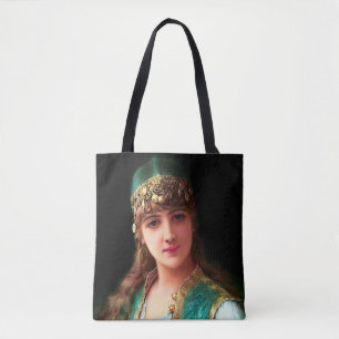 Gypsy woman victorian elegant boho bellydancer tote bag