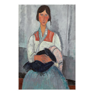 Gypsy Woman with Baby, 1919 (oil on canvas) Poster