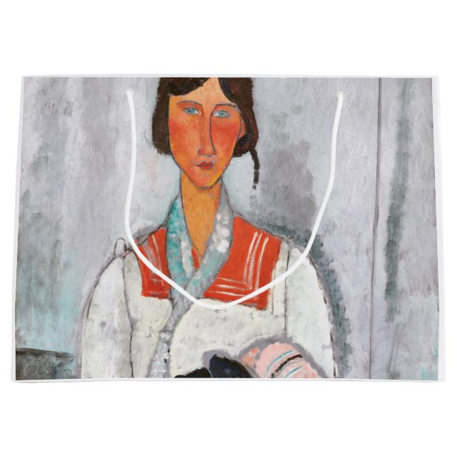Gypsy Woman with Baby, Modigliani Large Gift Bag (Front)