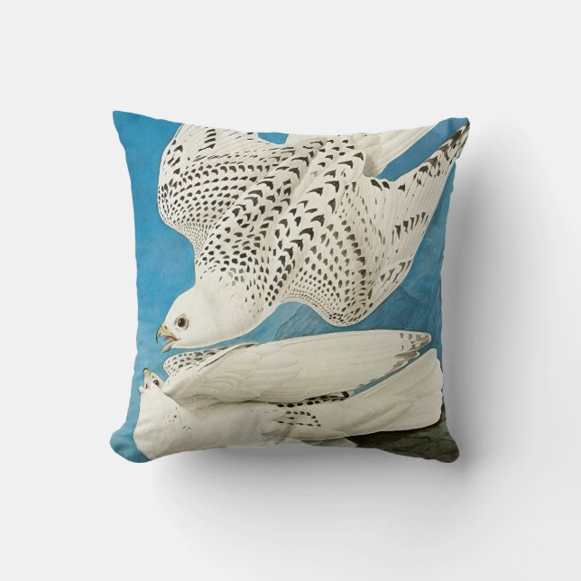 Gyrfalcons, aka Gerfalcons by John James Audubon Cushion (Front)