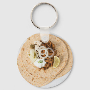 Gyros pita with tzatziki coleslaw olives and feta key ring