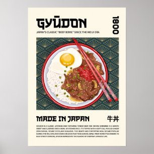 Gyudon Traditional Japanese Beef Bowl Artwork Poster