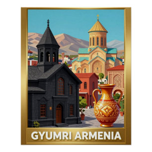 Gyumri Armenian Stone Architecture Travel Poster