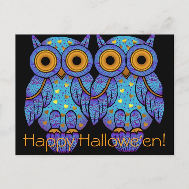H00t Owl Halloween Postcard (Front)