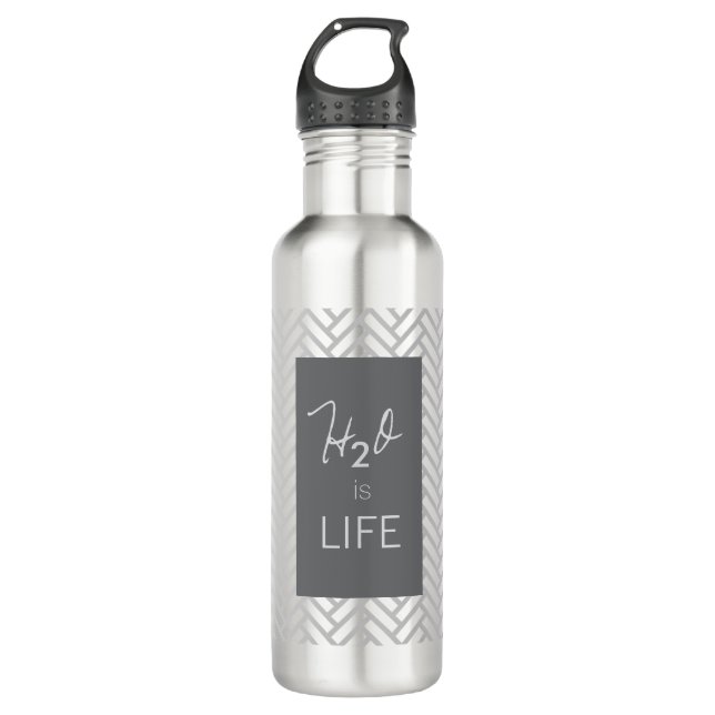 H20 is LIFE... Aluminium 24oz Sports Bottle (Front)